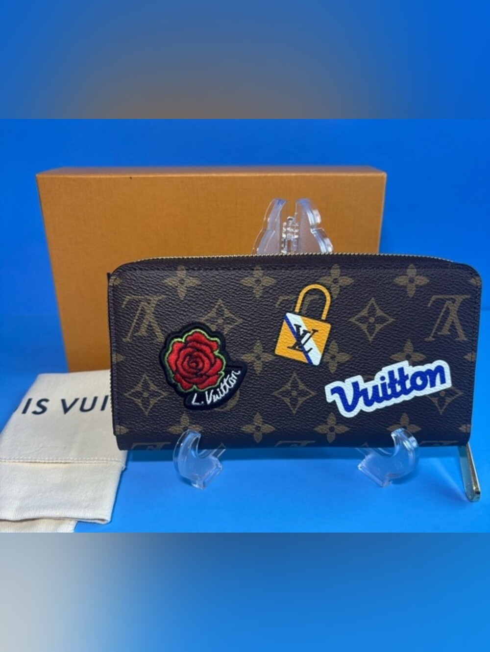 Louis Vuitton Brown Monogram Zip-Around Wallet with Patch Motifs